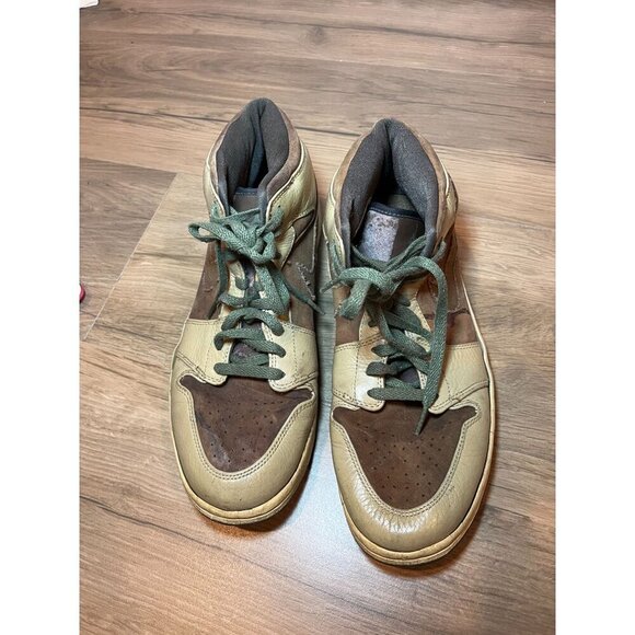 Nike Air Joridan 1 Mid Army Retro Army Forces Leather & Suede Mens Sneakers 11 - Picture 3 of 10